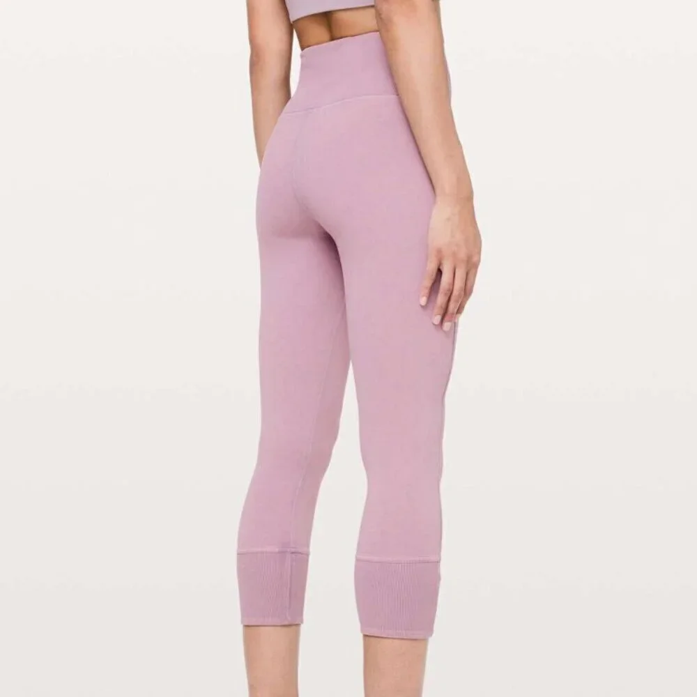 Lululemon Wunder Under Crop 23 Ribbed Washed Antoinette Size 8